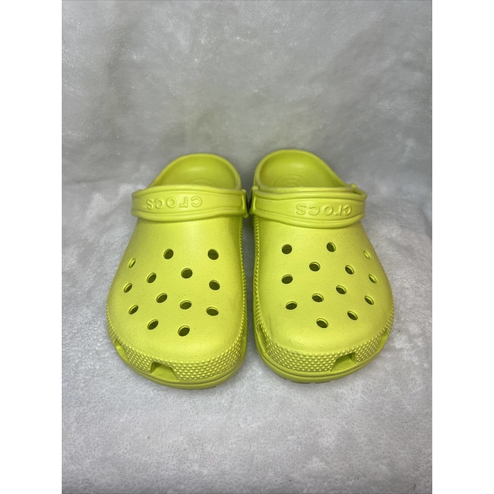Crocs Classic Clog c18 Citrus Green Kids Slip On Sandals Shoe 206991 EUC